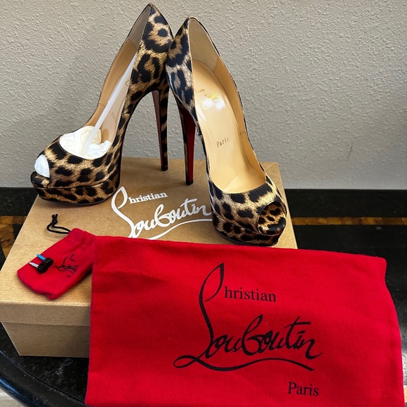 Christian Louboutin Lady Peep Toe Heels - Picture 2 of 7